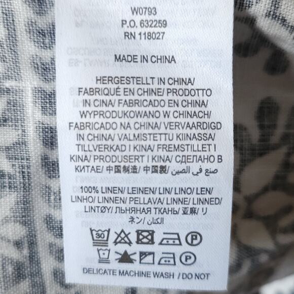 Boden Addie Linen Midi Dress US6R Blue Bird Floral Belt Pocket Block Resort Boho - Picture 13 of 16